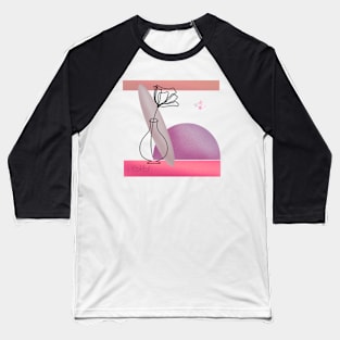 Flower in vase line art Baseball T-Shirt